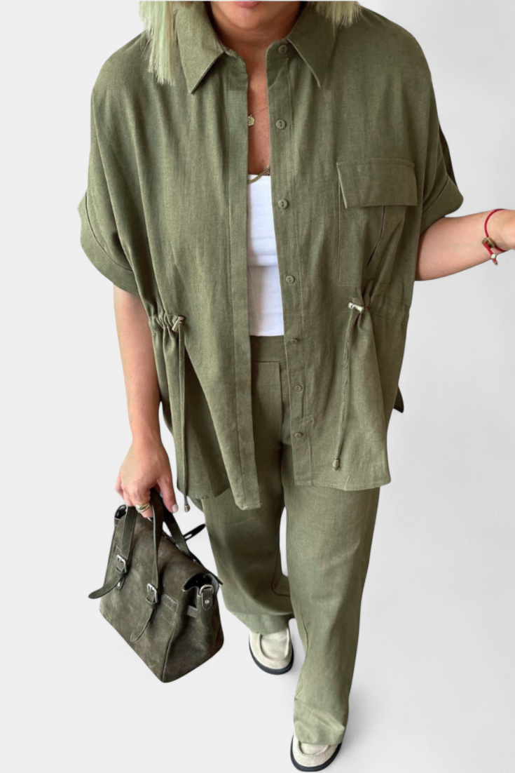 Lani Conjunto Relaxed de Camisa y Pantalones de Algodón y Lino