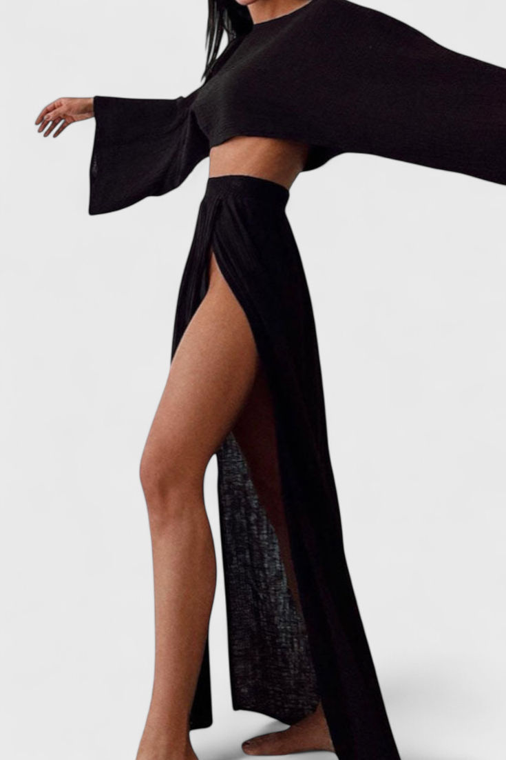 Martha Conjunto de Dos Piezas con Falda de Abertura Alta