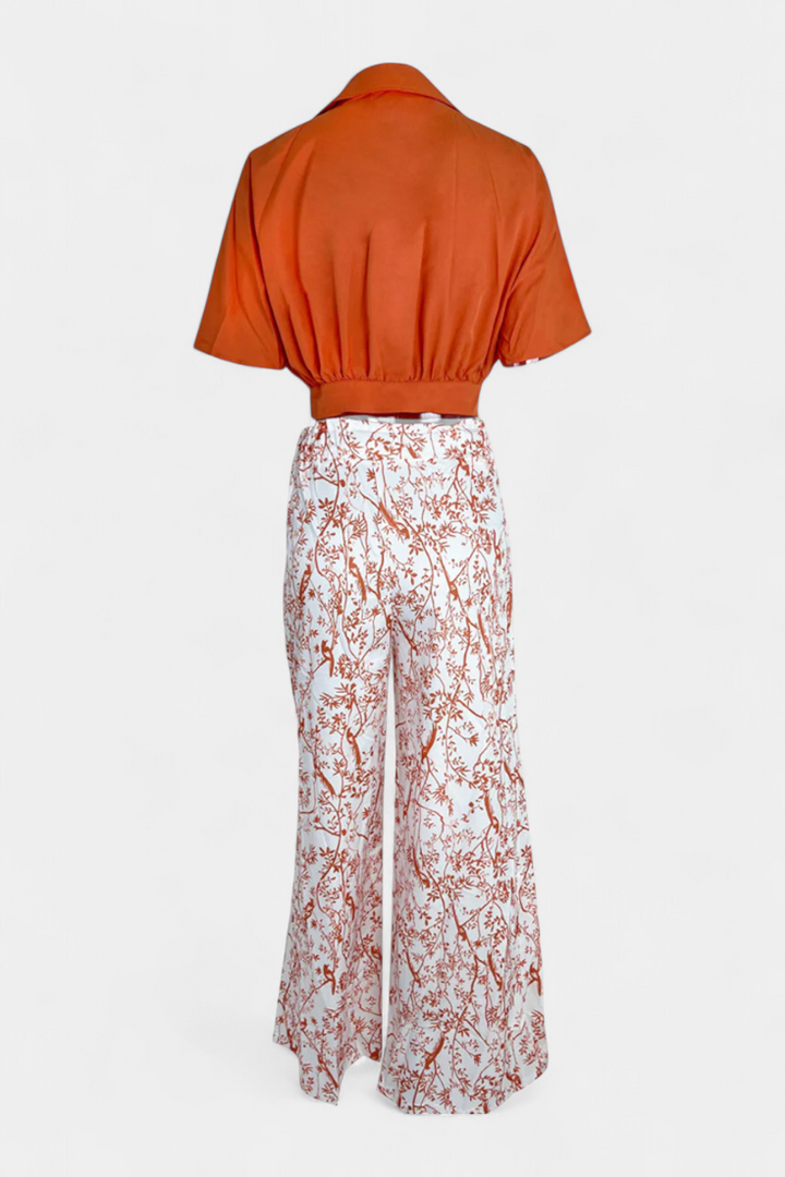 Olivia Conjunto Boho de Cuello en V y Pierna Ancha