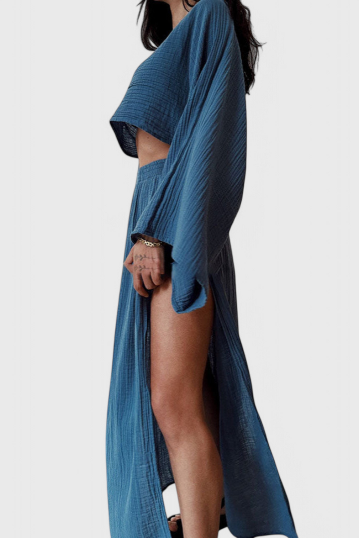 Martha Conjunto de Dos Piezas con Falda de Abertura Alta