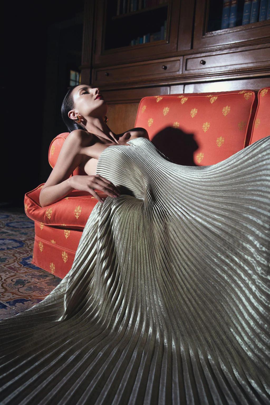 Andreia Vestido Sin Mangas de Corte A con Pliegues