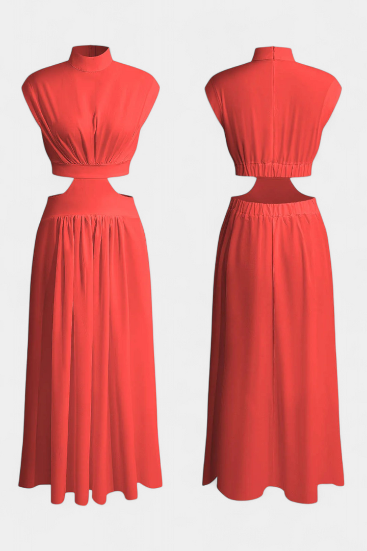 Jocelyn Conjunto Largo Minimalista con Escote Alto y Abertura Lateral