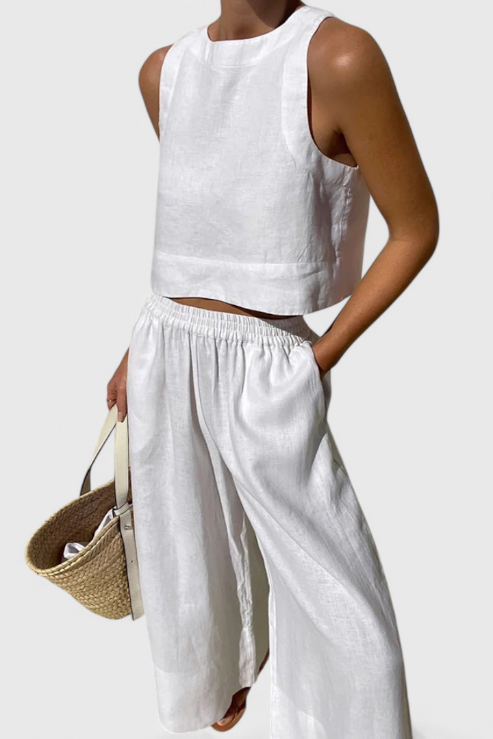 Avelina Conjunto Minimalista en Algodón y Lino Ligero