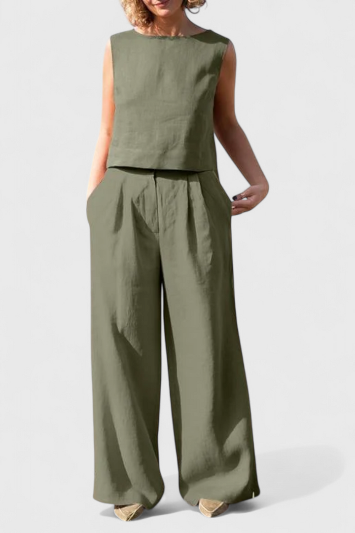 Yvanne Conjunto Vintage Sin Mangas de Verano