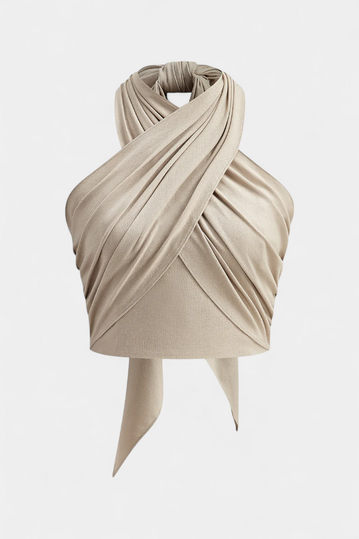 Lena Top Cruzado Sin Espalda con Nudo y Estilo Halter