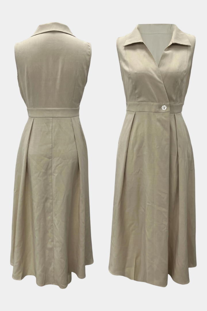 Beverly Vestido Blazer Sin Mangas con Corte A y Botones