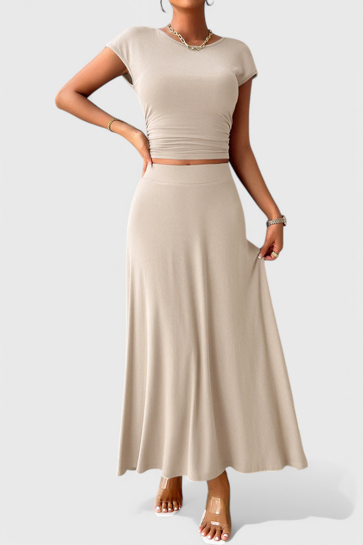 Anastasia Top Corto Fruncido & Falda Fluida a Juego
