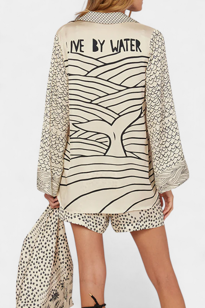 Amalia Conjunto Camisero Estampado con Short Elástico