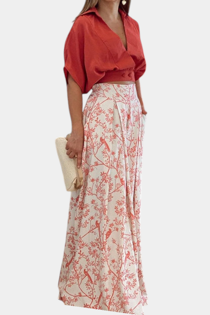 Olivia Conjunto Boho de Cuello en V y Pierna Ancha