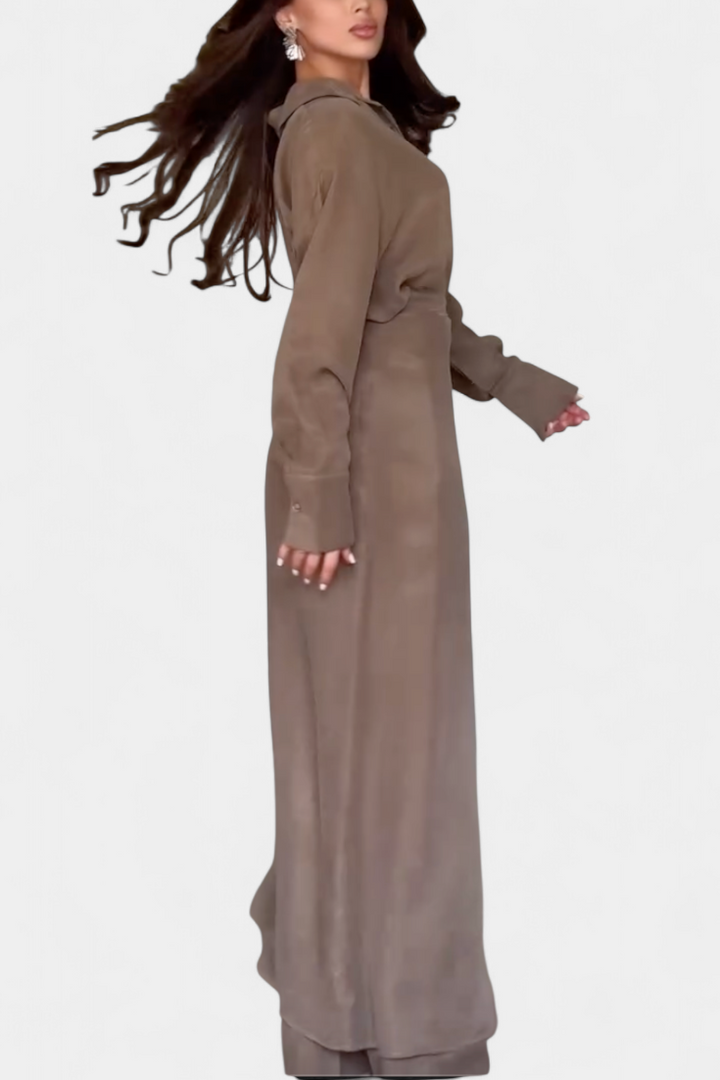 Marisol Conjunto Casual de Camisa Suelta y Pantalón Falda