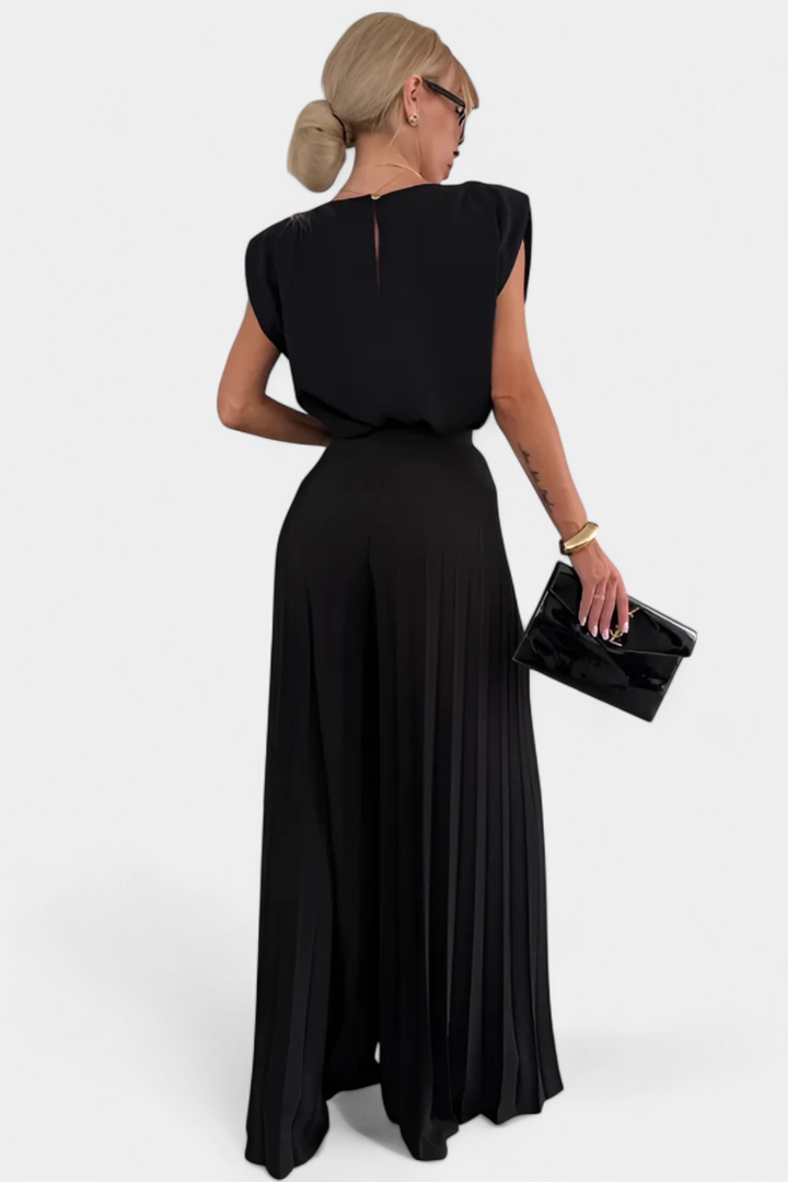 Liora Conjunto de Dos Piezas con Pantalón Plisado de Pierna Ancha