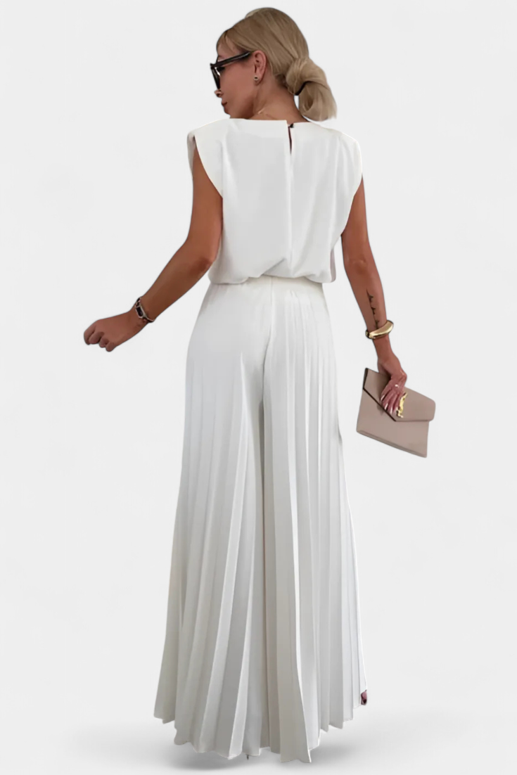 Liora Conjunto de Dos Piezas con Pantalón Plisado de Pierna Ancha