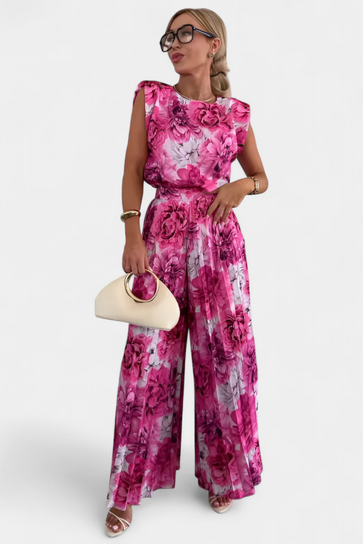 Liora Conjunto de Dos Piezas con Pantalón Plisado de Pierna Ancha