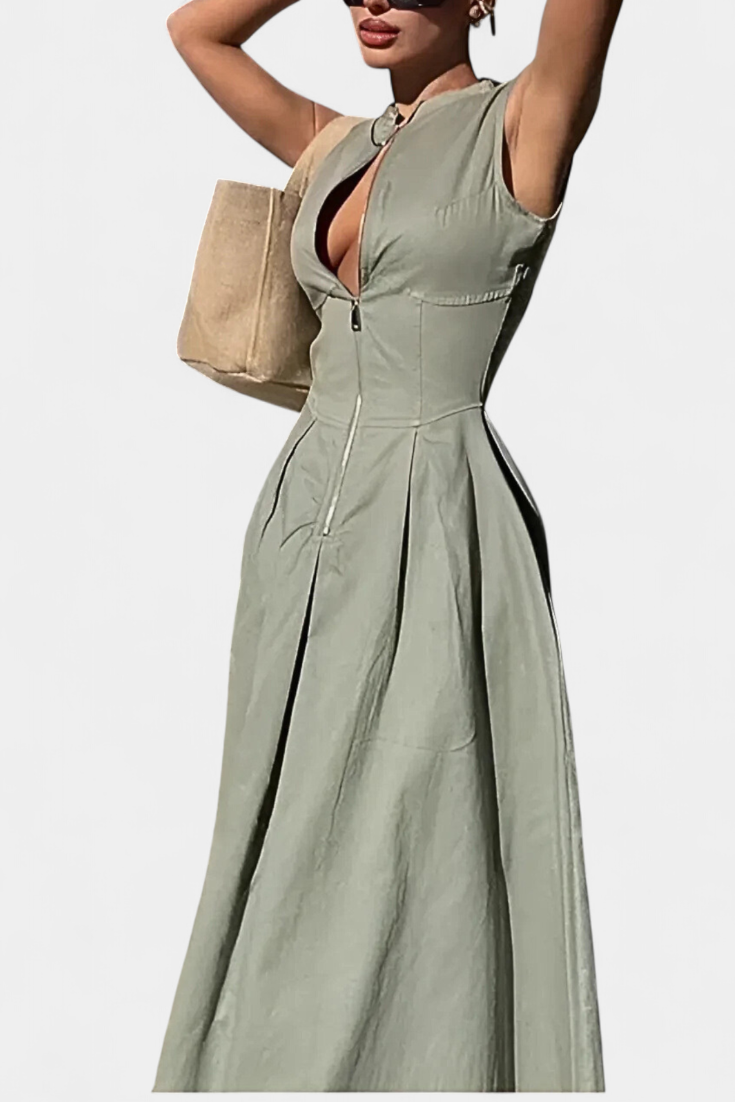 Blanca Mono Sin Mangas de Pierna Ancha con Pliegues