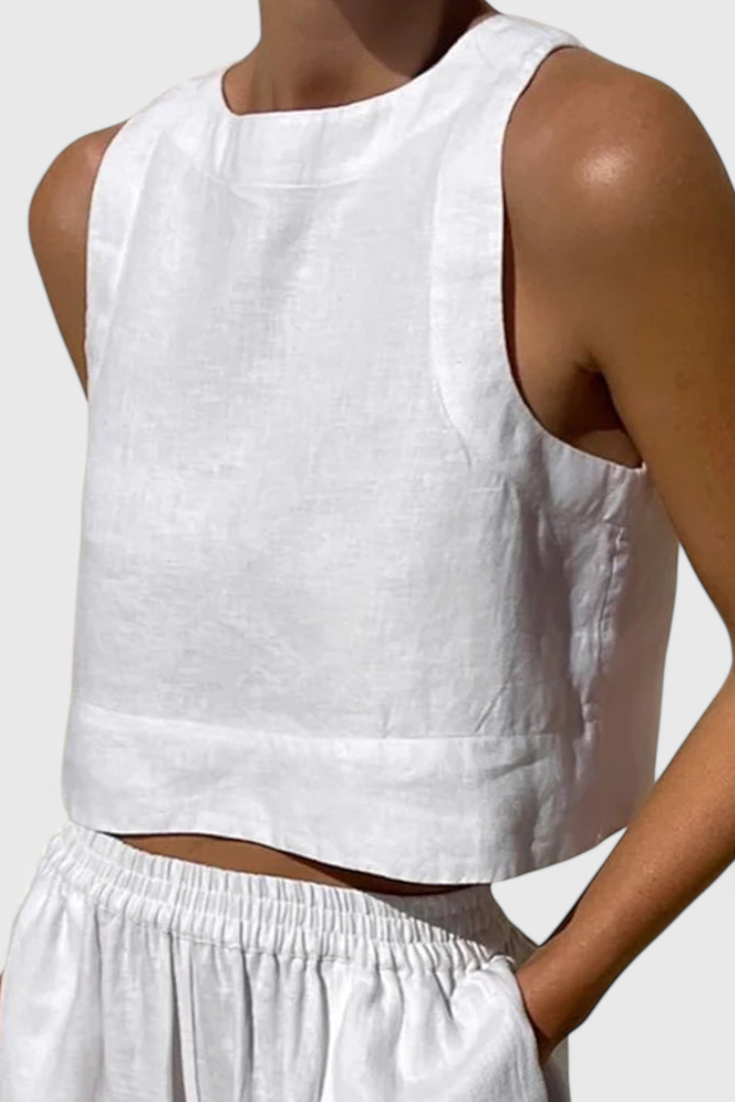 Avelina Conjunto Minimalista en Algodón y Lino Ligero