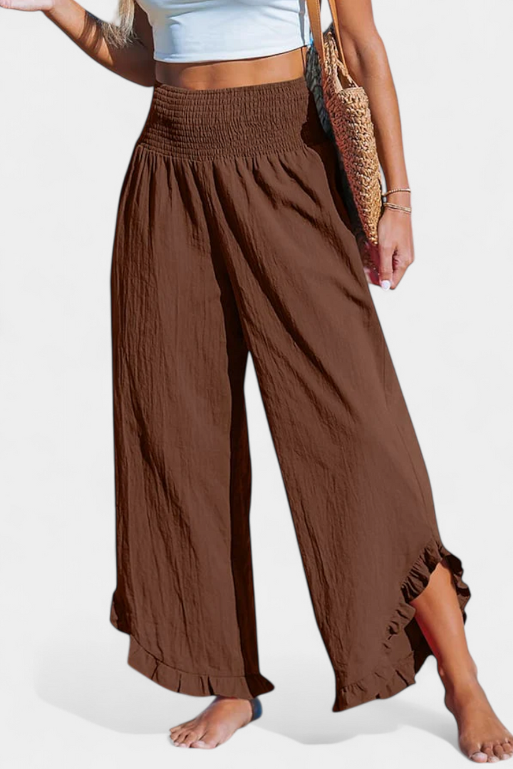 Justina Pantalón Palazzo con Volantes y Talle Alto