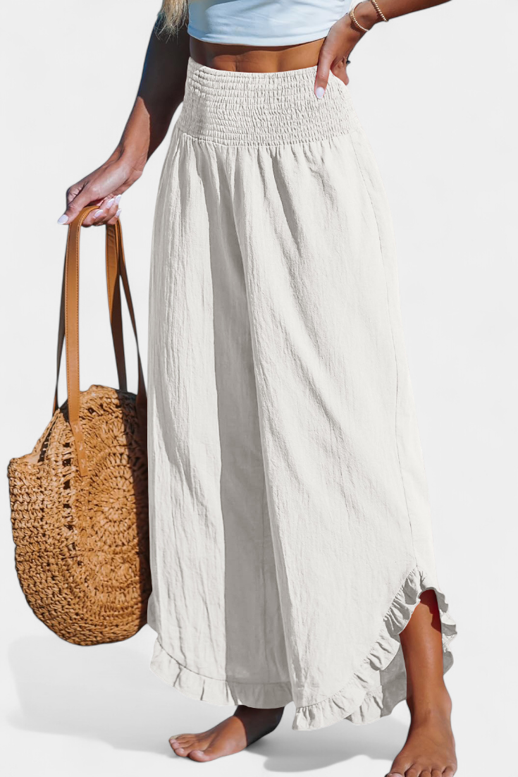 Justina Pantalón Palazzo con Volantes y Talle Alto