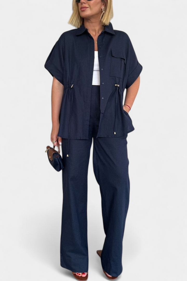 Lani Conjunto Relaxed de Camisa y Pantalones de Algodón y Lino
