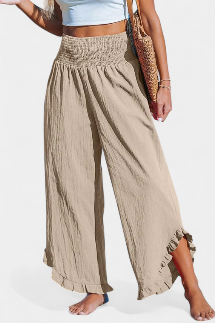 Justina Pantalón Palazzo con Volantes y Talle Alto